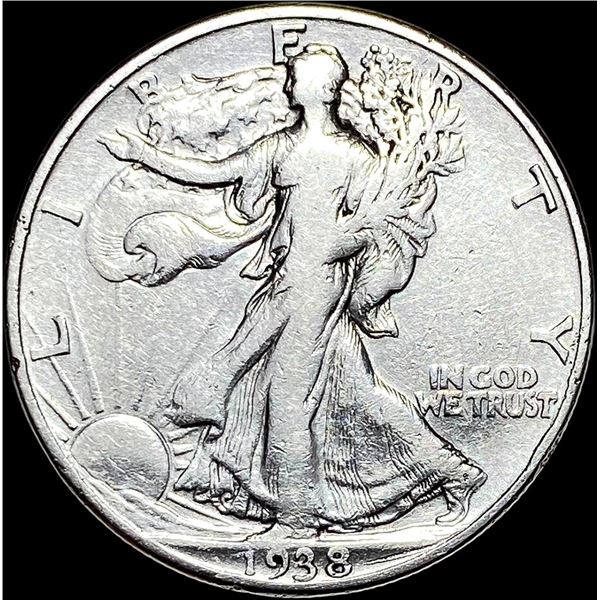 1938-D Silver Half Dollar Walking Liberty  LIGHTLY CIRCULATED