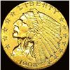 Image 1 : 1908 Indian Head $2.5 Gold Quarter Eagle  CLOSELY UNCIRCULATED