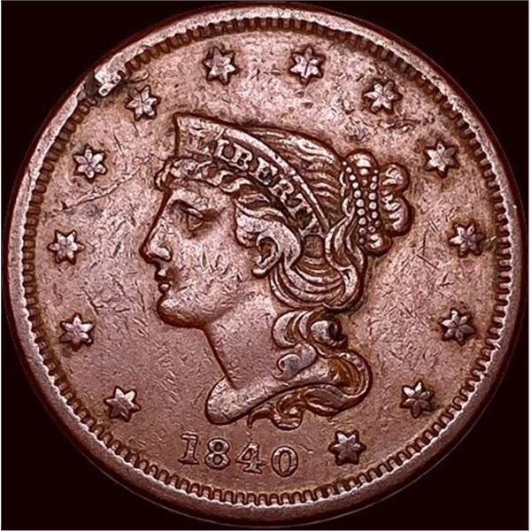 1840 Braided Hair Large Cent CLOSELY  UNCIRCULATED