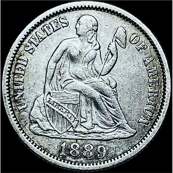 1889 Seated Liberty Silver Dime CHOICE AU