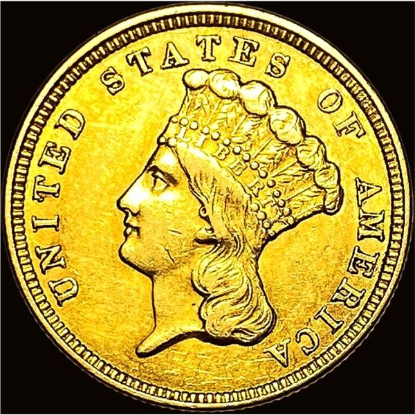 1854 Gold $3 Indian Princess Head ABOUT  UNCIRCULATED