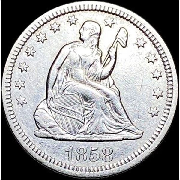 1858 Silver Seated Liberty Quarter  UNCIRCULATED