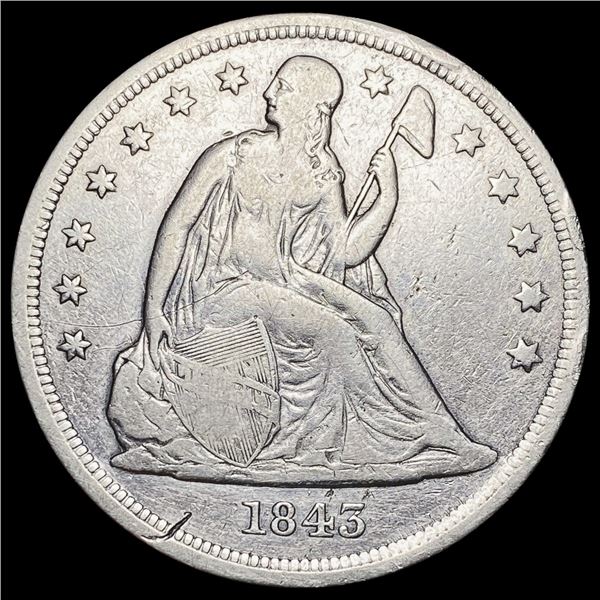 1843 Seated Liberty Dollar NICELY CIRCULATED