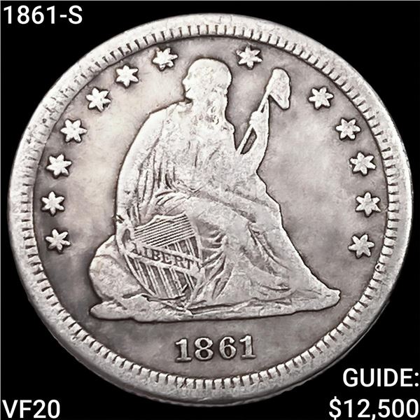 1861-S Seated Liberty Quarter
