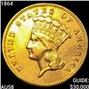 Image 1 : 1864 $3 Gold Piece CHOICE AU