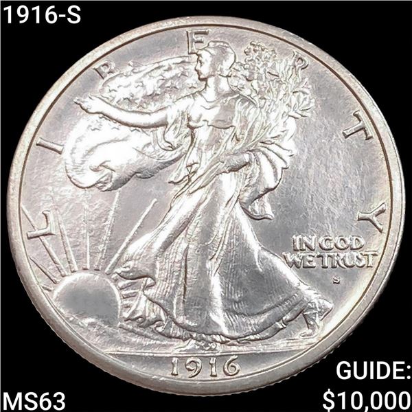 1916-S Walking Liberty Half Dollar CHOICE BU