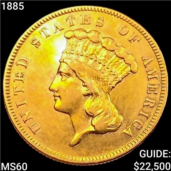 1885 $3 Gold Piece UNCIRCULATED