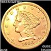 1863-S Civil War $2.50 Gold Quarter Eagle CH AU