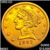 Image 1 : 1892-CC $5 Gold Half Eagle UNCIRCULATED