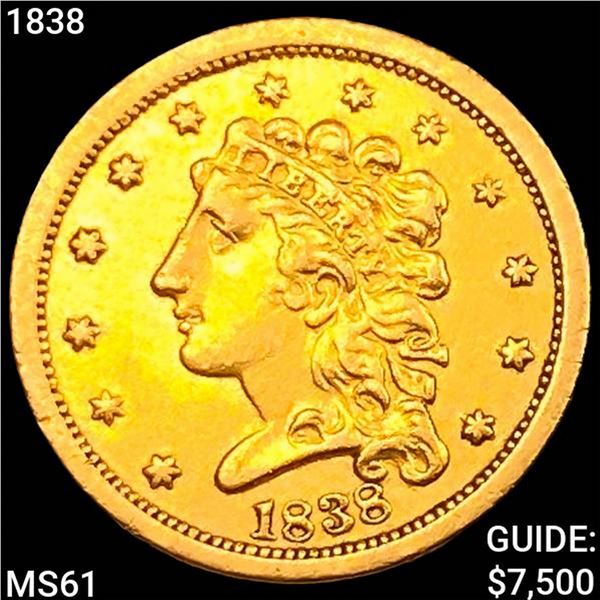 1838 $2.50 Gold Quarter Eagle UNCIRCULATED