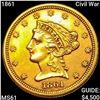 Image 1 : 1861 Civil War $2.50 Gold Quarter Eagle UNCIRCULATED