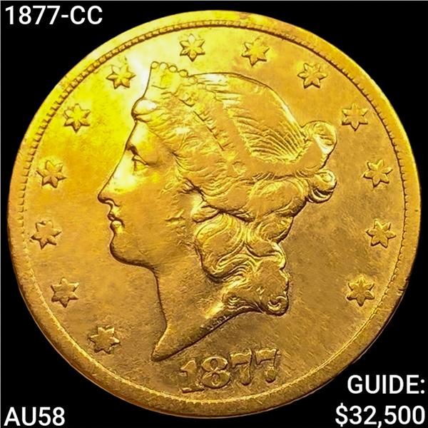 1877-CC $20 Gold Double Eagle CHOICE AU