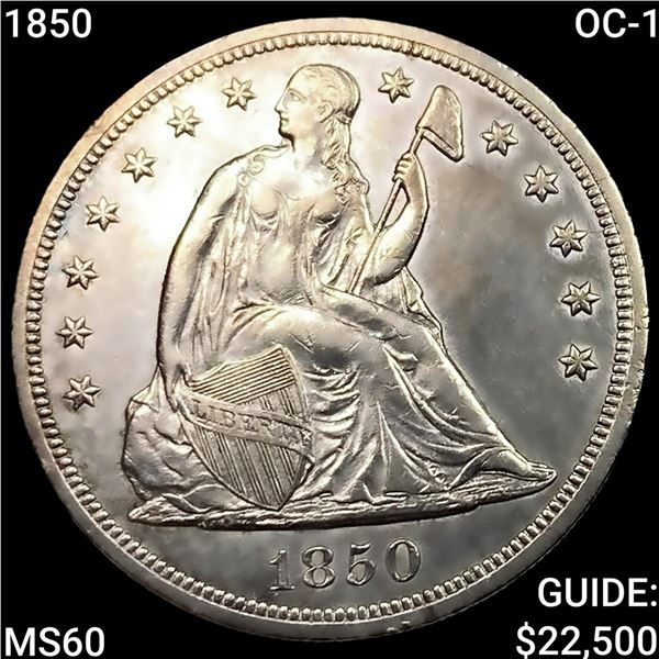 1850 OC-1 Seated Liberty Dollar