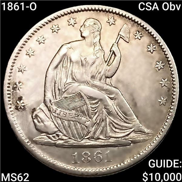 1861-O CSA Obv Seated Liberty Half Dollar