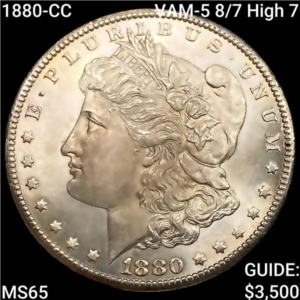 1880-CC VAM-5 8/7 High 7 Morgan Silver Dollar