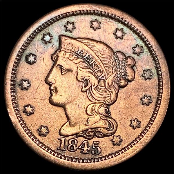 1845 Braided Hair Large Cent HIGH GRADE