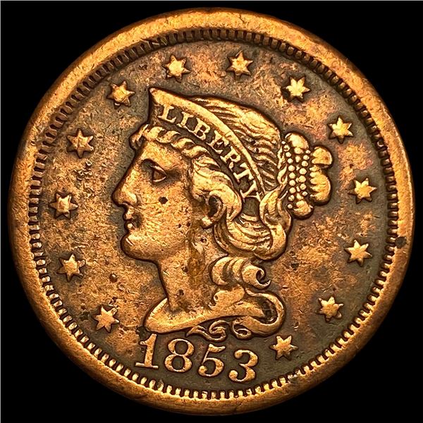 1853 Braided Hair Large Cent LIGHTLY CIRCULATED