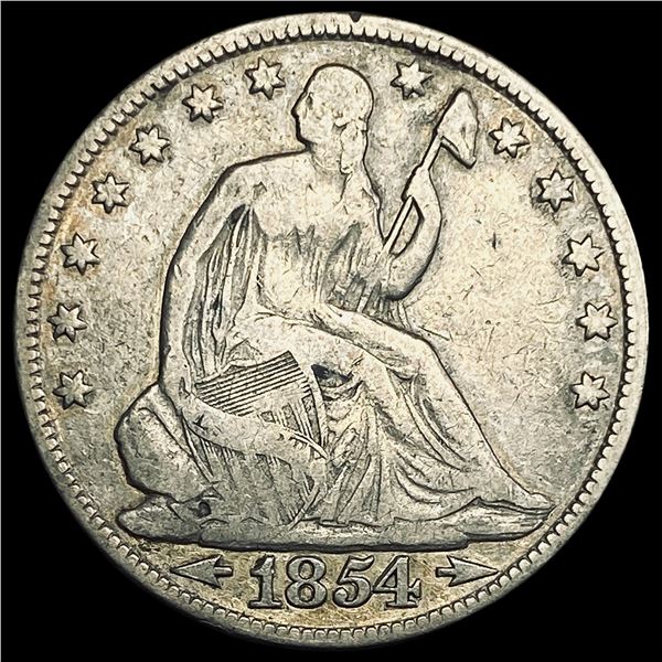 1854 Arrows Seated Liberty Half Dollar LIGHTLY CIRCULATED