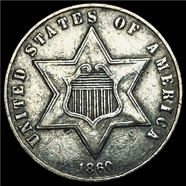 1860 Silver Three-Cent Piece CLOSELY UNCIRCULATED