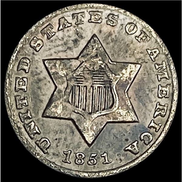 1851 Silver Three-Cent Piece NEARLY UNCIRCULATED