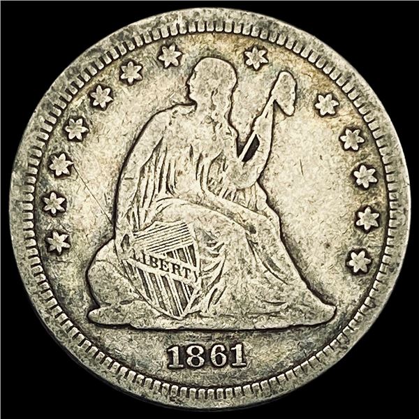 1861 Seated Liberty Quarter LIGHTLY CIRCULATED