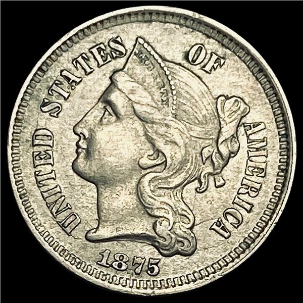 1875 Nickel Three-Cent Piece CHOICE AU