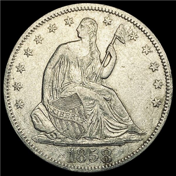 1858 Seated Liberty Half Dollar NEARLY UNCIRCULATED