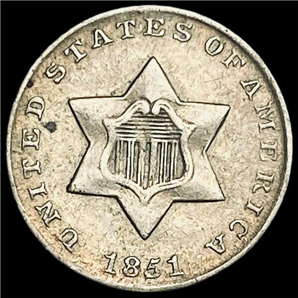 1851 Silver Three-Cent Piece CLOSELY UNCIRCULATED