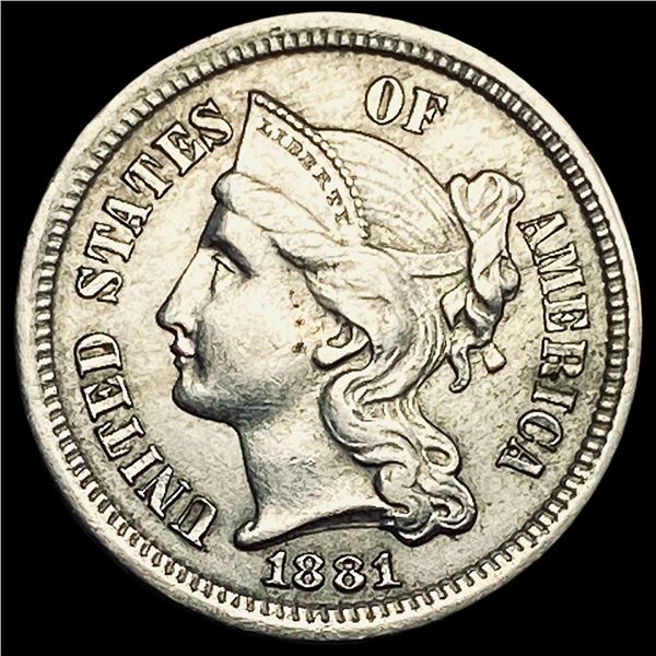 1881 Nickel Three-Cent Piece CLOSELY UNCIRCULATED