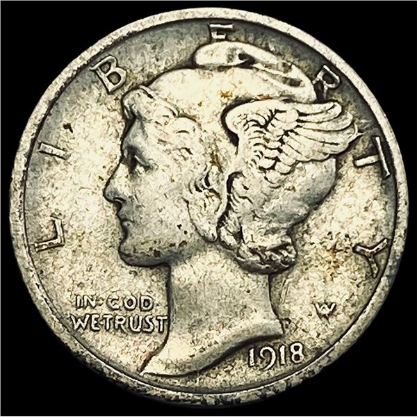 1918-D Silver Mercury Dime NEARLY UNCIRCULATED