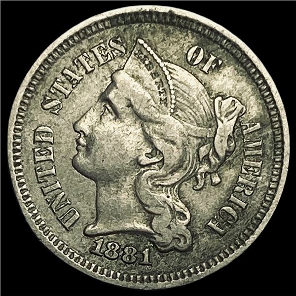 1881 Nickel Three-Cent Piece NEARLY UNCIRCULATED