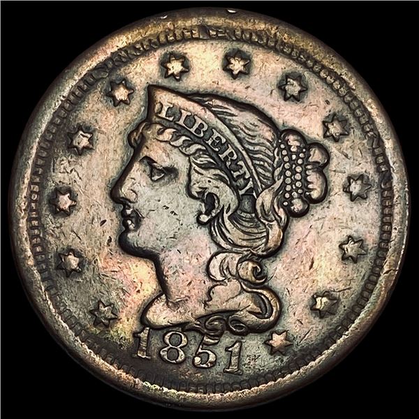 1851 Braided Hair Large Cent NEARLY UNCIRCULATED