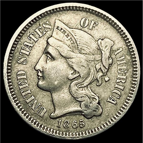 1865 Nickel Three-Cent Piece NEARLY UNCIRCULATED