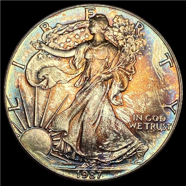 1987 Toned 1oz Silver American Eagle SUPERB GEM BU