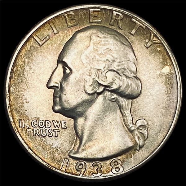 1938 Toned Silver Washington Quarter CHOICE AU