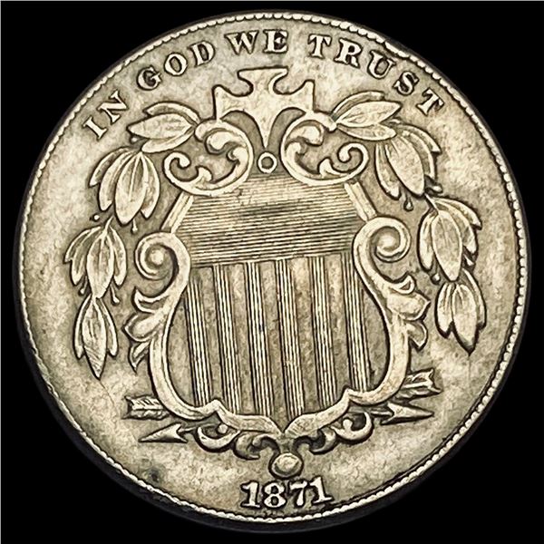 1871 Shield Nickel CLOSELY UNCIRCULATED
