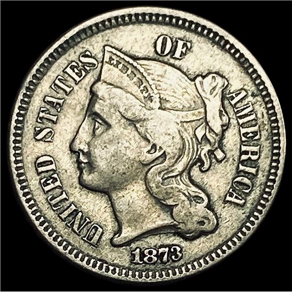 1873 Nickel Three-Cent Piece NEARLY UNCIRCULATED