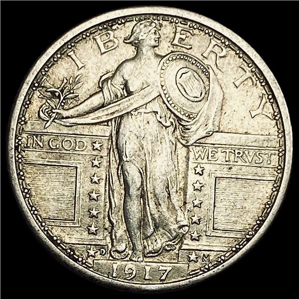 1917-D FH Type 1 Standing Liberty Quarter CHOICE AU