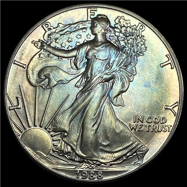 1988 Toned 1oz Silver American Eagle SUPERB GEM BU