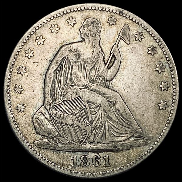 1861 Seated Liberty Half Dollar LIGHTLY CIRCULATED