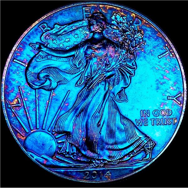 2014 Toned 1oz Silver American Eagle $1 SUPERB GEM BU