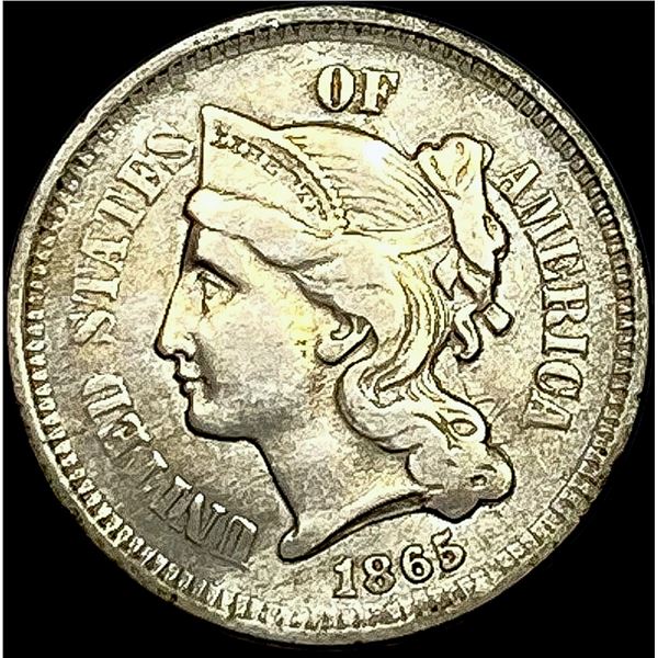 1865 Nickel Three-Cent Piece NEARLY UNCIRCULATED
