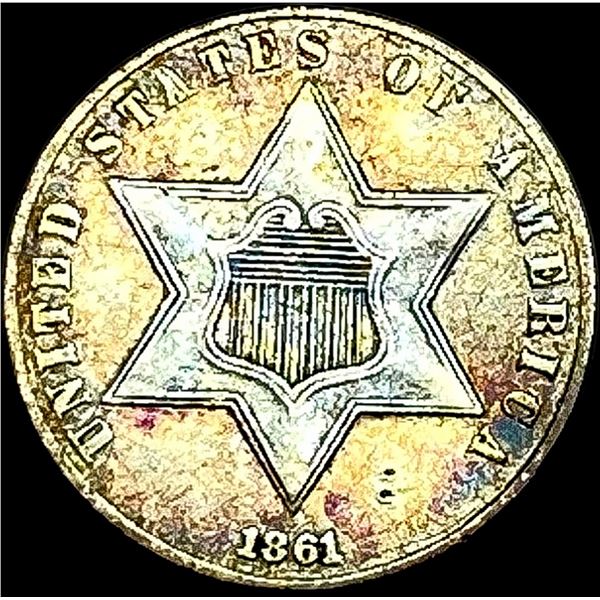 1861 Silver Three-Cent Piece NEARLY UNCIRCULATED