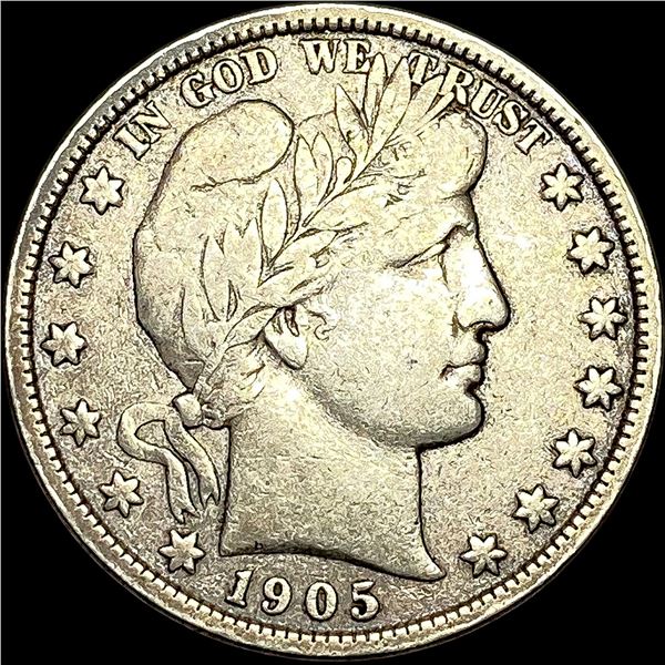 1905-S Silver Barber Half Dollar LIGHTLY CIRCULATED