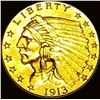 Image 1 : 1913 Indian Head $2.5 Gold Quarter Eagle CLOSELY UNCIRCULATED