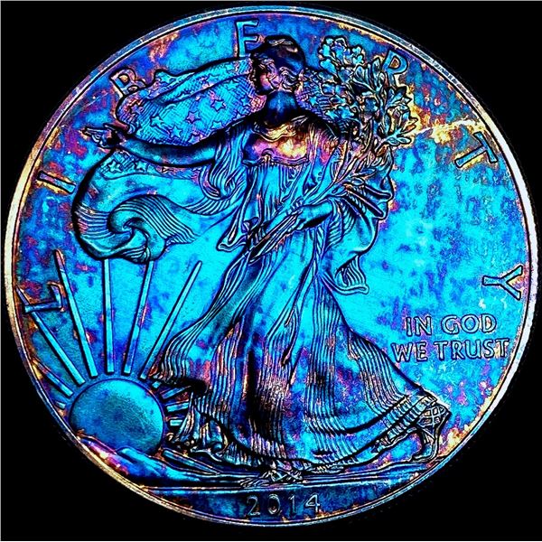 2014 1oz Toned Silver American Eagle SUPERB GEM BU