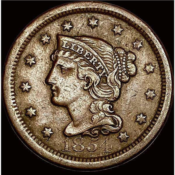 1854 Braided Hair Large Cent NEARLY UNCIRCULATED
