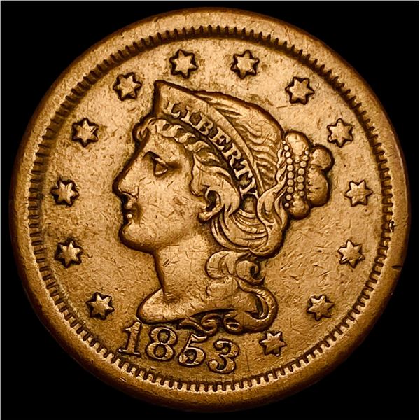 1853 Braided Hair Large Cent ABOUT UNCIRCULATED