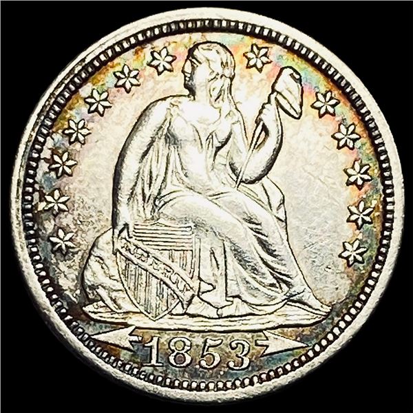 1853 Arrows Seated Liberty Dime CHOICE AU