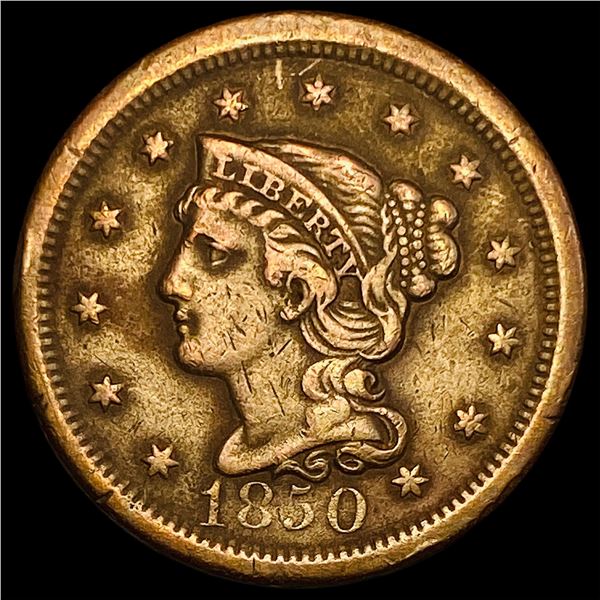1850 Braided Hair Large Cent ABOUT UNCIRCULATED
